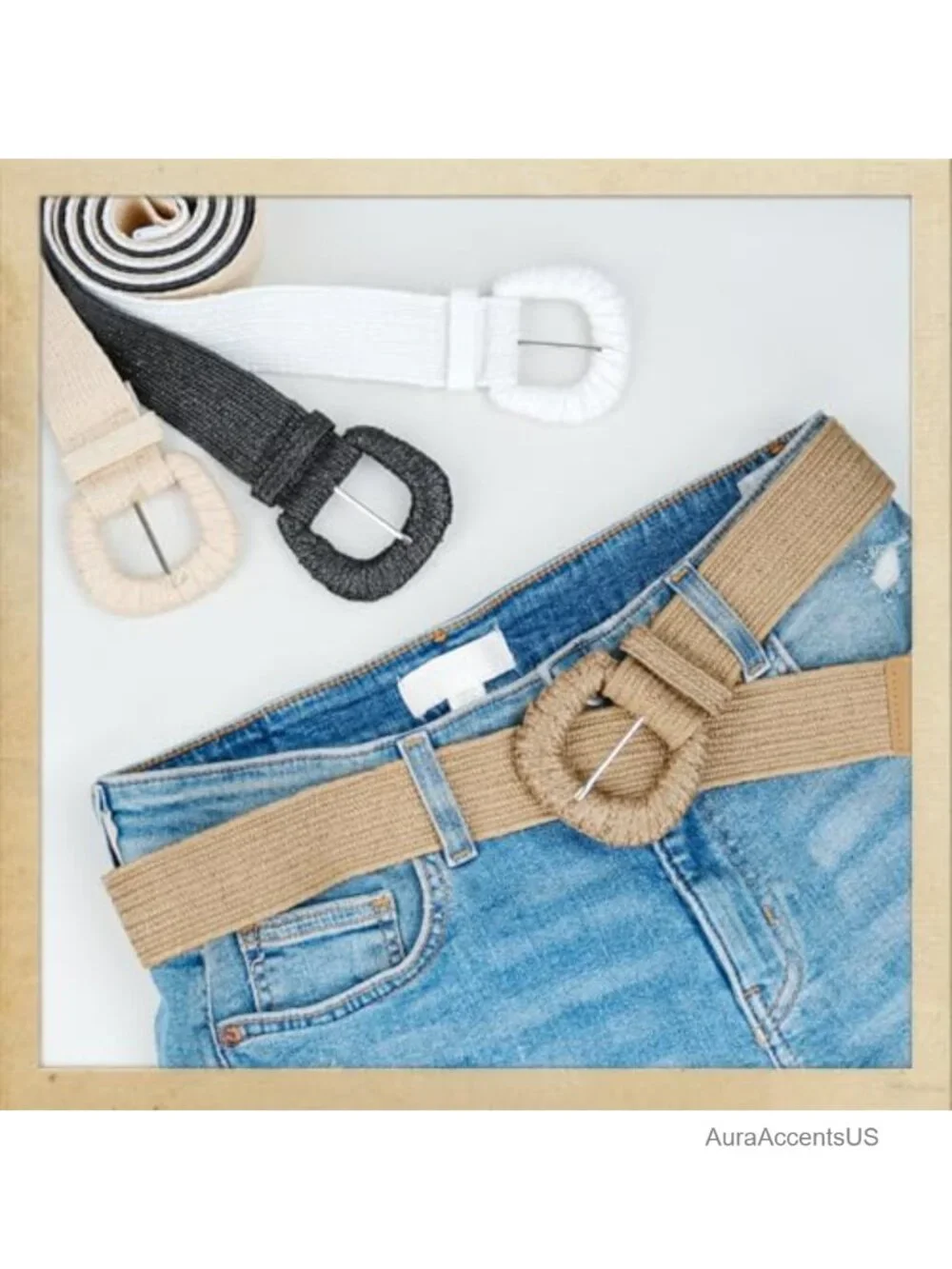 Straw Woven Elastic Belt, Boho Braided Raffia Waist Belt, Stretch Rattan Belt